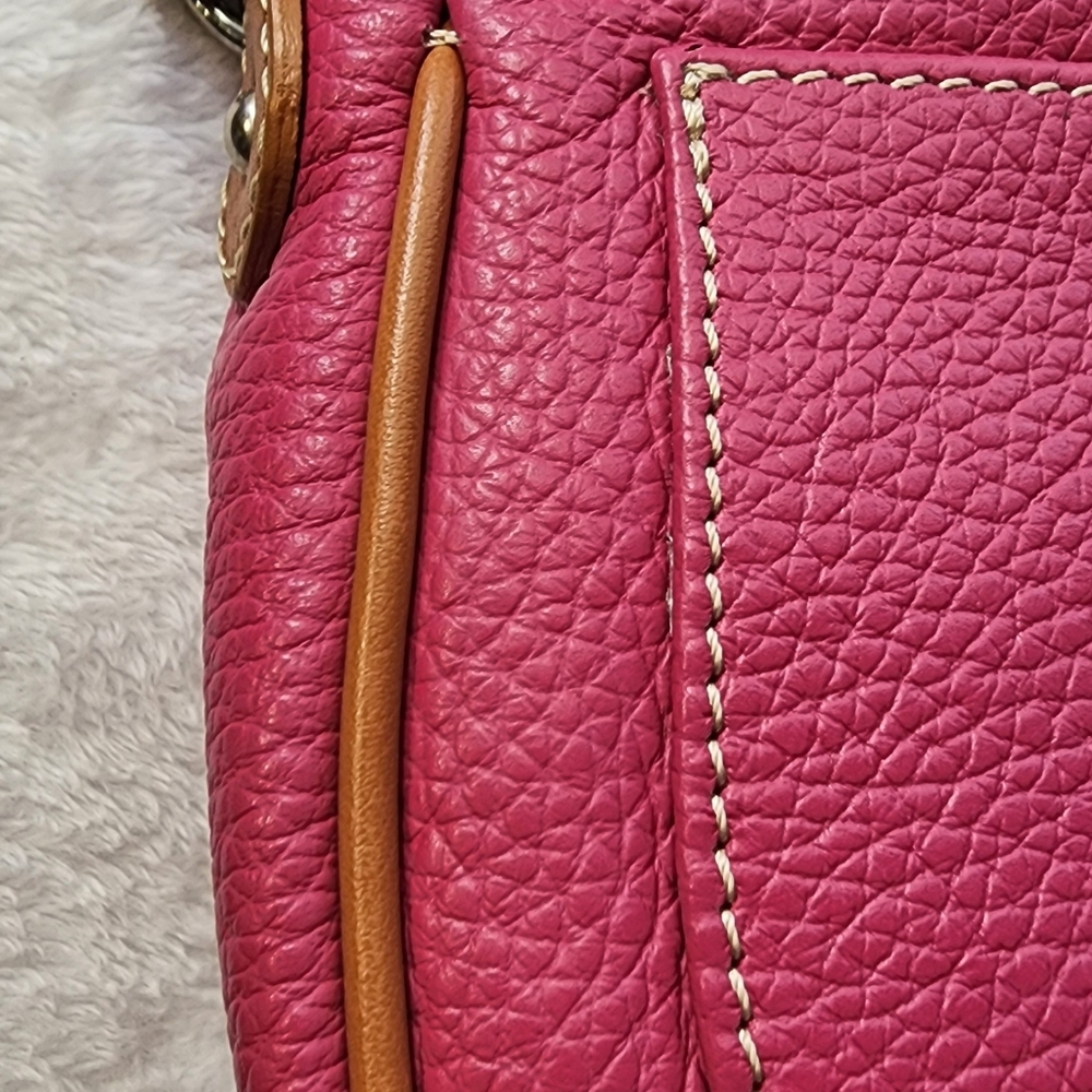 VALENTINA Saddle Leather Shoulder Bag Pink/Tan/Made in Italy EUC - Picture 9 of 17